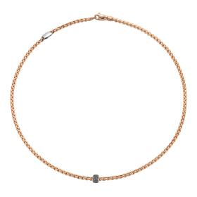 Roségold, Halsschmuck, FOPE Eka Halskette mit schwarzen Diamanten 73001CX_PN_R_X1X_043