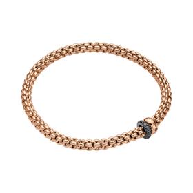 Weißgold, Armschmuck, FOPE Solo Flex'it Armband mit zwei Rondellen und Pavé-Fassung 62406BX_PN_R_1RX_0XS