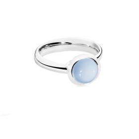 Weißgold, Ringe, Tamara Comolli BOUTON large Ring Chalcedony blue R-BOU-s-ChBl-wg