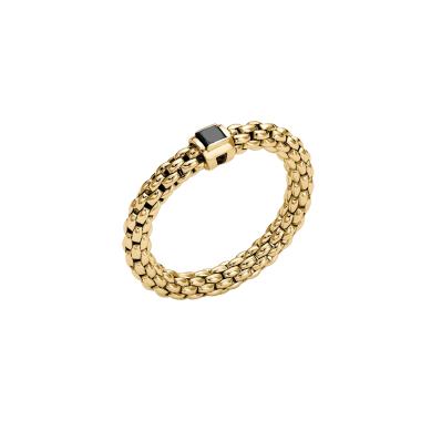 Ringe, Gelbgold, FOPE Flex'it Souls Ring mit schwarzem Diamant