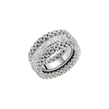 Ringe, Weißgold, FOPE Bubble Ring mit Pavé-Diamanten