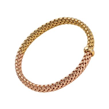 Armschmuck, Roségold, FOPE Vendôme Flex'it Armband mit zweifarbigem Geflecht