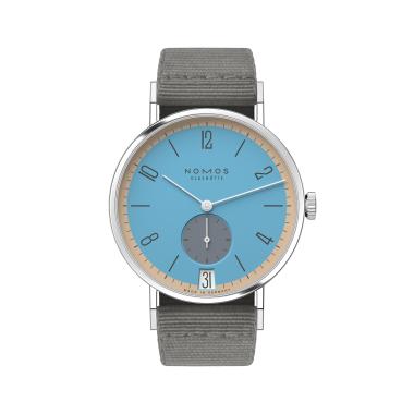 Handaufzug, NOMOS Glashütte Tangente 38 Datum Delfin 