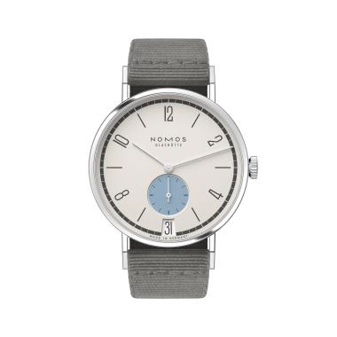 Handaufzug, NOMOS Glashütte Tangente 38 Datum Schneesturm 