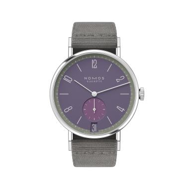 Handaufzug, NOMOS Glashütte Tangente 38 Datum Mauvegrün 