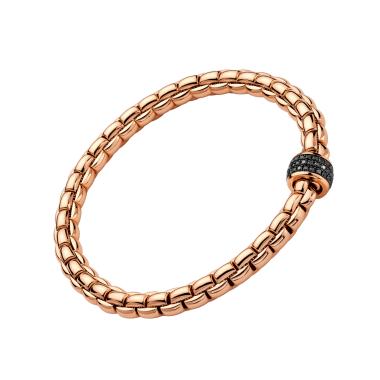 Armschmuck, Roségold, FOPE Eka Flex'it Armband mit schwarzen Diamanten