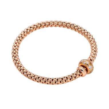 Armschmuck, Roségold, FOPE Solo Flex'it Armband mit weißen und braunen Diamanten