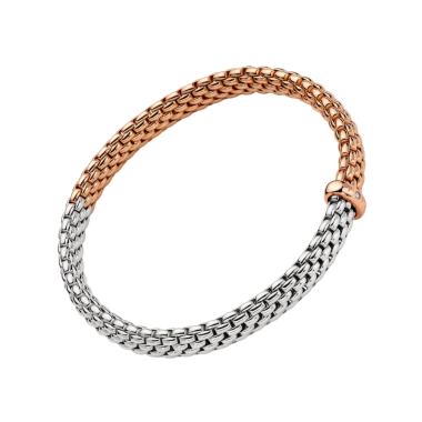 Armschmuck, Weißgold, FOPE Vendôme Flex'it Armband mit zweifarbigem Geflecht