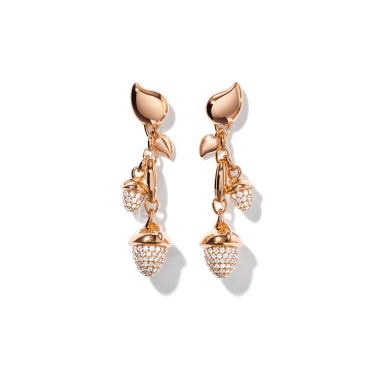 Ohrringe, Roségold, Tamara Comolli MIKADO Dangling 2 Acorns Ohrringe mit Diamant Pavé  