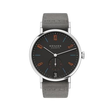 Handaufzug, NOMOS Glashütte Tangente 38 Datum Dunkelbunt 