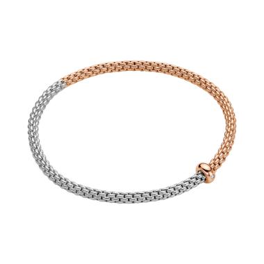 Armschmuck, Weißgold, FOPE Flex'it Prima Armband mit zweifarbigem Geflecht