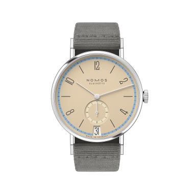 Handaufzug, NOMOS Glashütte Tangente 38 Datum Ariel 